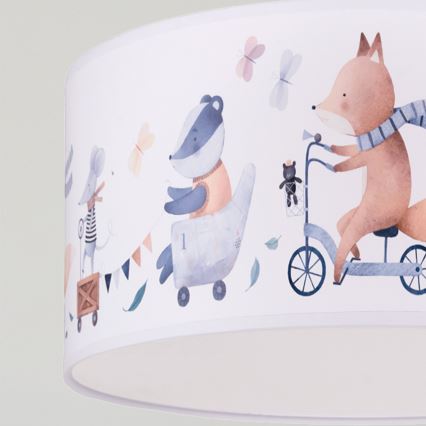 Brilagi - LED lasten riippuvalaisin johdolla BOBO 1xE27/60W/230V Ø 35 cm valkoinen/eläinaihe