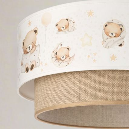 Brilagi - LED lasten riippuvalaisin kaapelilla BOBO 1xE27/60W/230V halkaisija 40 cm valkoinen/beige/nallet