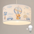 Brilagi - LED lasten riippuvalaisin kaapelilla BOBO 1xE27/60W/230V halkaisija 35 cm sininen/nallekuvio