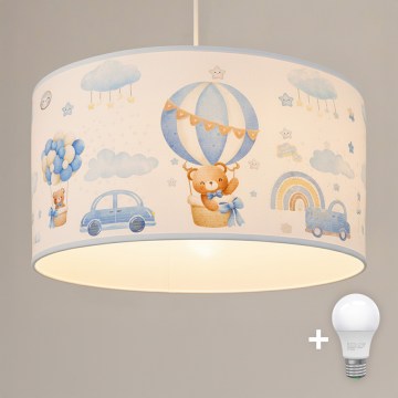 Brilagi - LED lasten riippuvalaisin kaapelilla BOBO 1xE27/60W/230V halkaisija 35 cm sininen/nallekuvio
