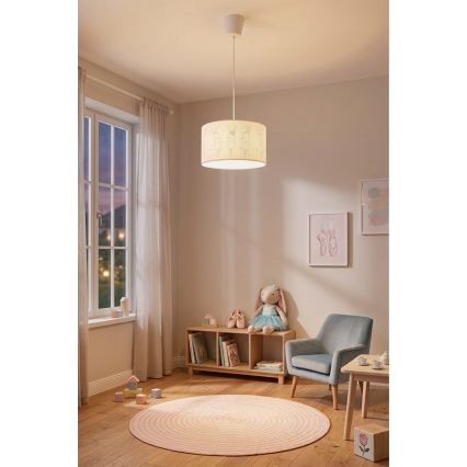 Brilagi - LED lasten riippuvalaisin kaapelilla BOBO 1xE27/60W/230V halkaisija 35 cm valkoinen/pupukuosi