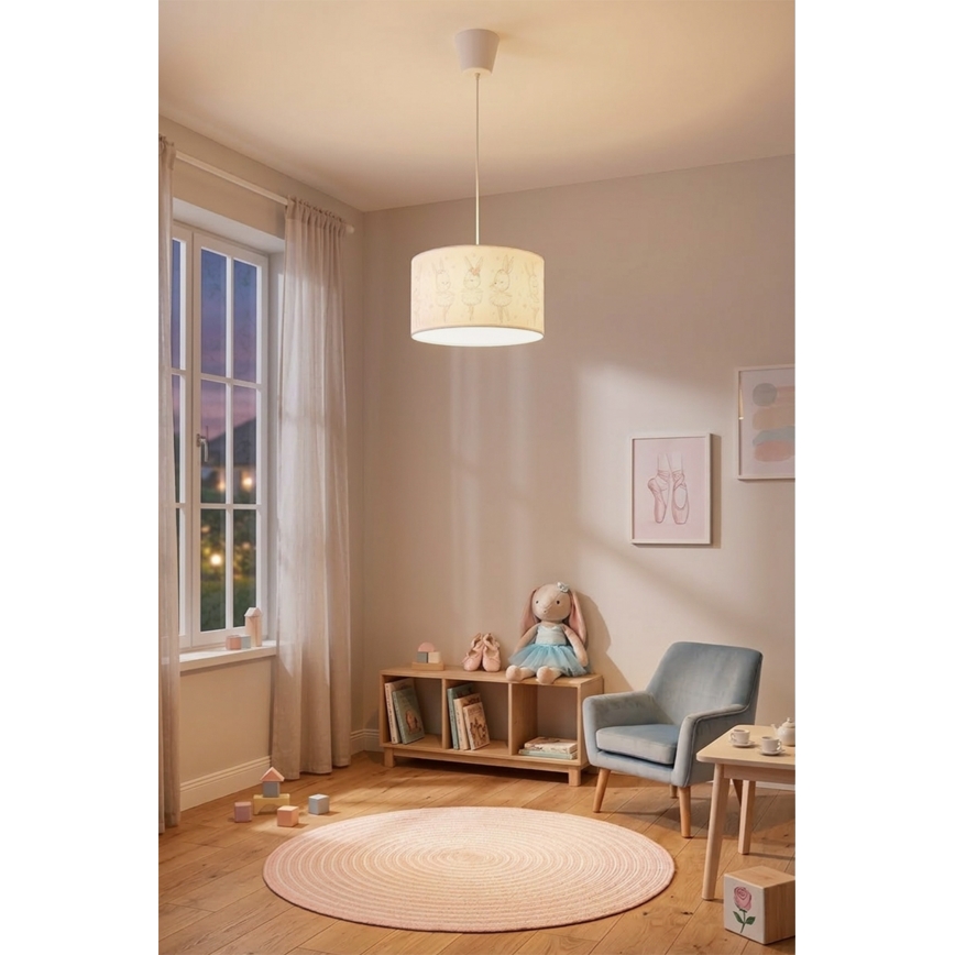 Brilagi - LED lasten riippuvalaisin kaapelilla BOBO 1xE27/60W/230V halkaisija 35 cm valkoinen/pupukuosi