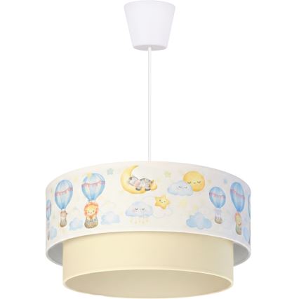 Brilagi - LED lastenriippuvalaisin vaijerilla BOBO 1xE27/10W/230V halkaisija 40 cm valkoinen/beige/eläinaiheinen