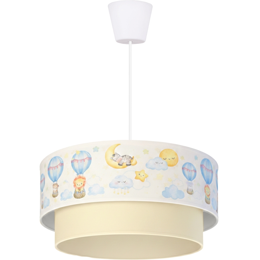 Brilagi - LED lastenriippuvalaisin vaijerilla BOBO 1xE27/10W/230V halkaisija 40 cm valkoinen/beige/eläinaiheinen