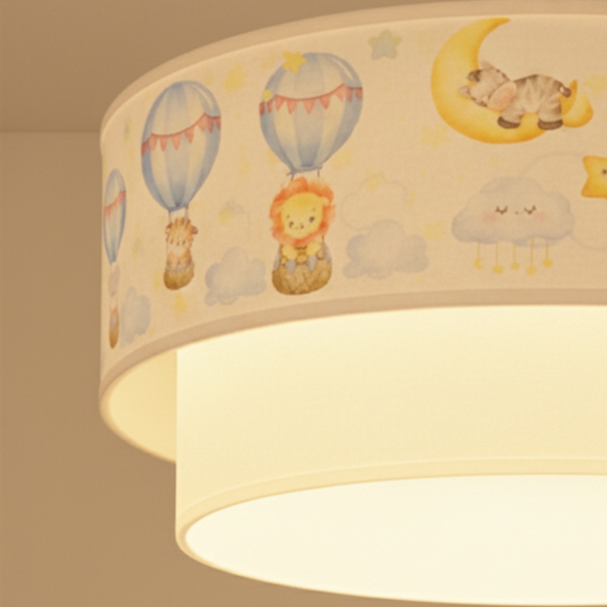 Brilagi - LED lastenriippuvalaisin vaijerilla BOBO 1xE27/10W/230V halkaisija 40 cm valkoinen/beige/eläinaiheinen