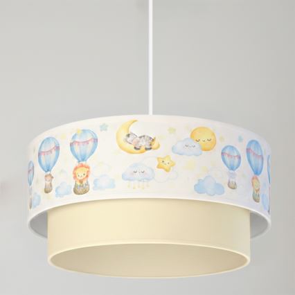 Brilagi - LED lastenriippuvalaisin vaijerilla BOBO 1xE27/10W/230V halkaisija 40 cm valkoinen/beige/eläinaiheinen