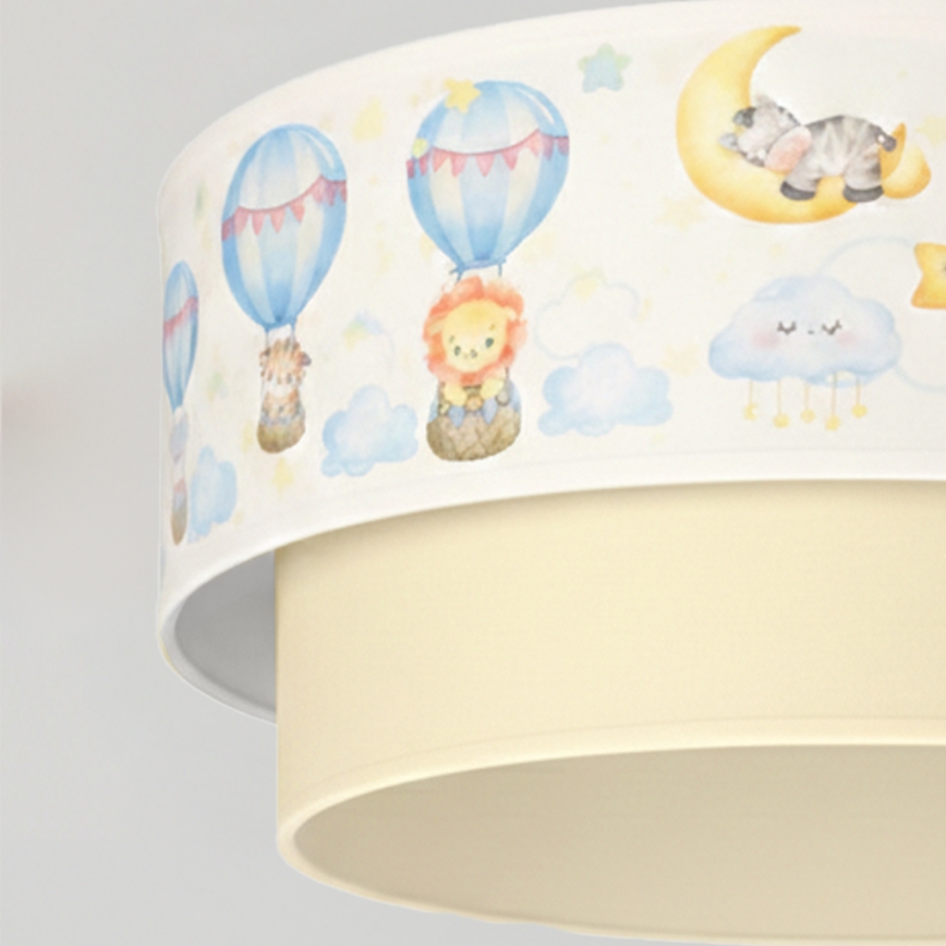 Brilagi - LED lastenriippuvalaisin vaijerilla BOBO 1xE27/10W/230V halkaisija 40 cm valkoinen/beige/eläinaiheinen