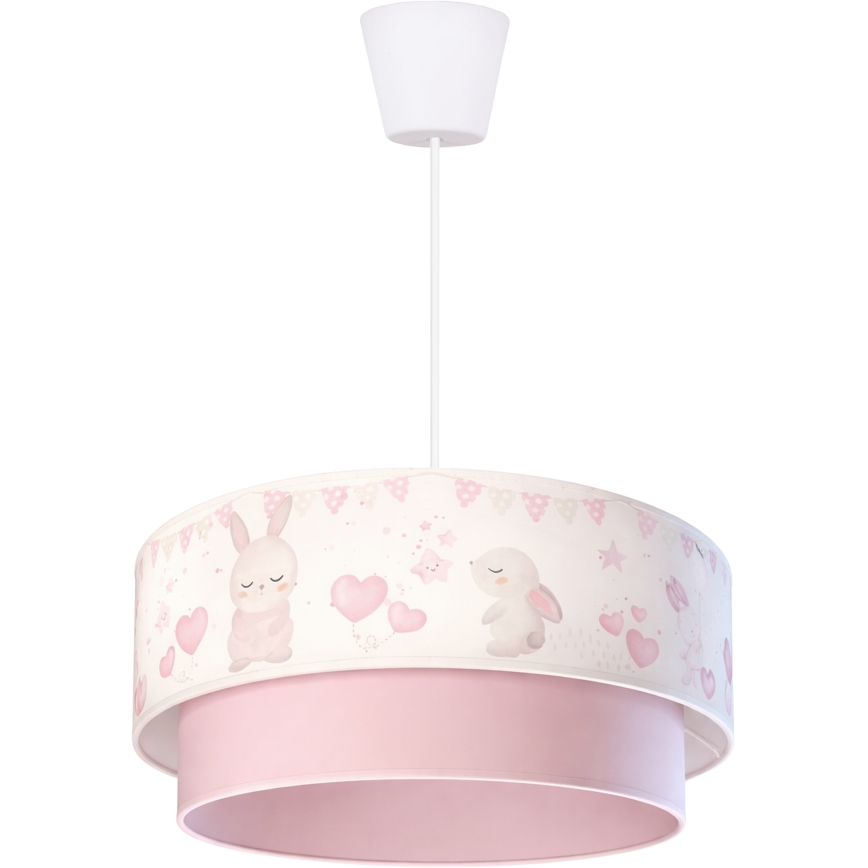 Brilagi - LED-lastenkattovalaisin vaijerilla BOBO 1xE27/60W/230V halkaisija 40 cm kerma/vaaleanpunainen/kanit