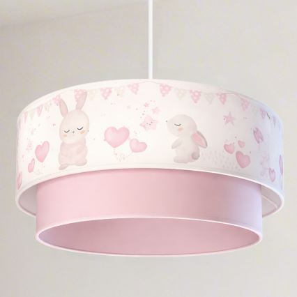 Brilagi - LED-lastenkattovalaisin vaijerilla BOBO 1xE27/60W/230V halkaisija 40 cm kerma/vaaleanpunainen/kanit