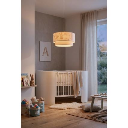 Brilagi - LED lasten riippuvalaisin narulla BOBO 1xE27/60W/230V Ø 35 cm valkoinen/pupukuosi