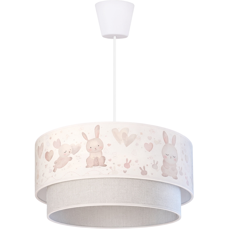 Brilagi - LED-lasten riippuvalaisin johdolla BOBO 1xE27/10W/230V Ø 40 cm kerma/harmaa/pupuset