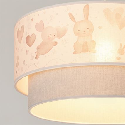 Brilagi - LED-lasten riippuvalaisin johdolla BOBO 1xE27/10W/230V Ø 40 cm kerma/harmaa/pupuset