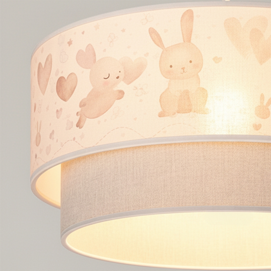 Brilagi - LED-lasten riippuvalaisin johdolla BOBO 1xE27/10W/230V Ø 40 cm kerma/harmaa/pupuset