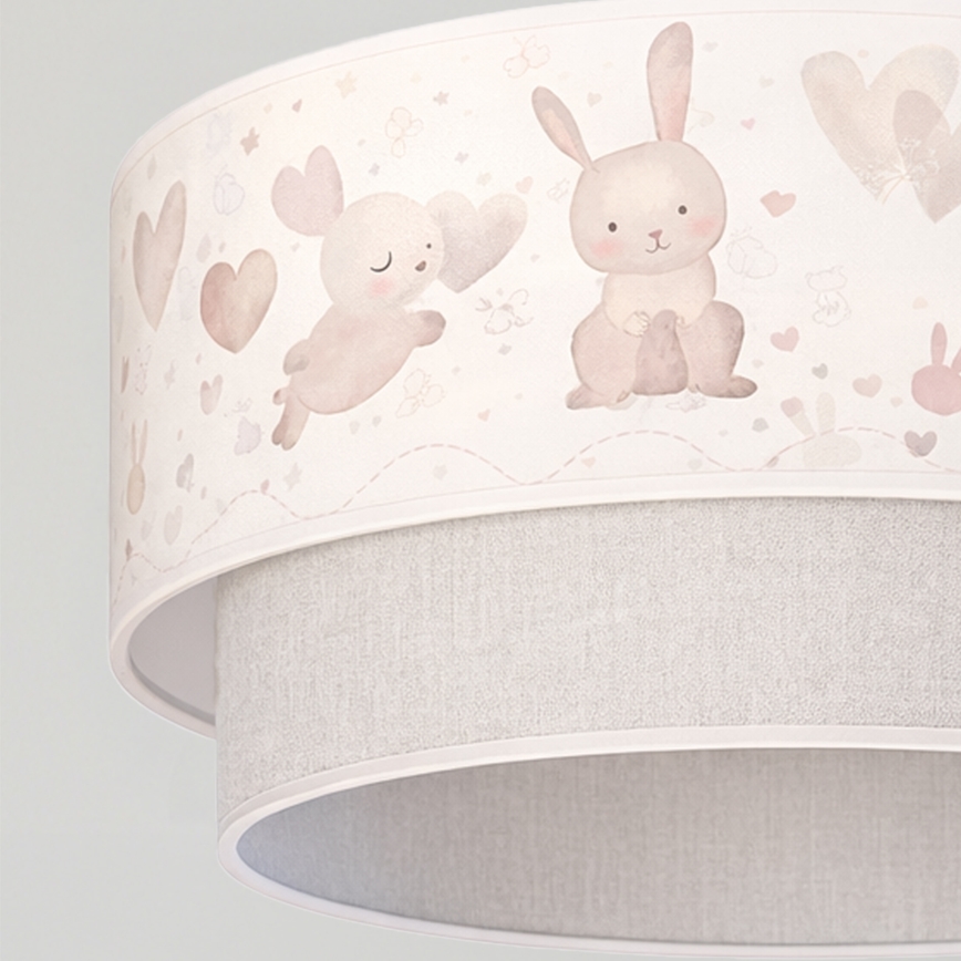 Brilagi - LED-lasten riippuvalaisin johdolla BOBO 1xE27/10W/230V Ø 40 cm kerma/harmaa/pupuset