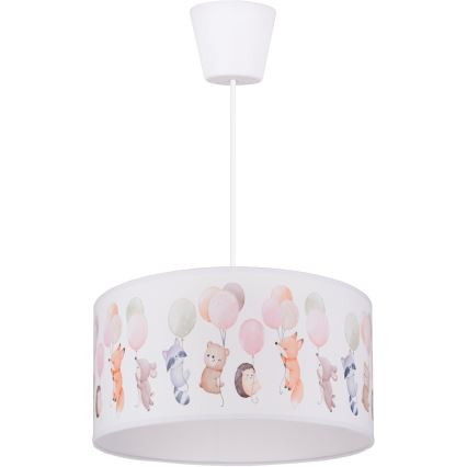 Brilagi - LED Lasten riippuvalaisin vaijerilla BOBO 1xE27/60W/230V halkaisija 35 cm valkoinen/eläinaiheinen