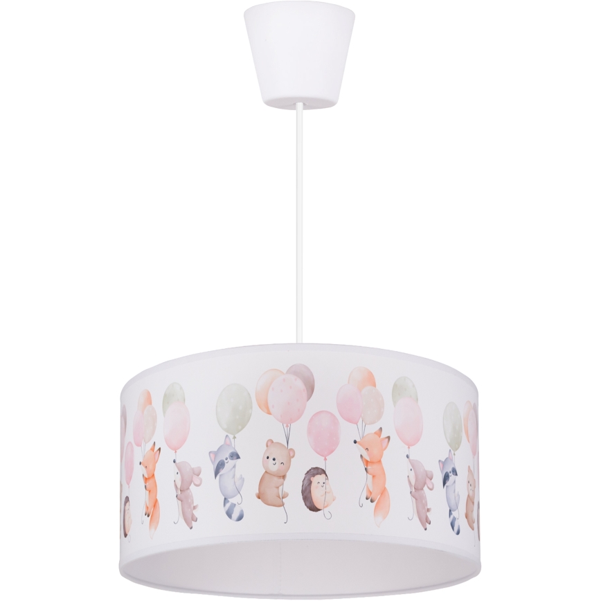 Brilagi - LED Lasten riippuvalaisin vaijerilla BOBO 1xE27/60W/230V halkaisija 35 cm valkoinen/eläinaiheinen