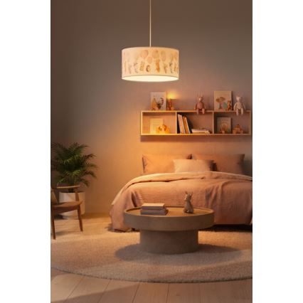 Brilagi - LED Lasten riippuvalaisin vaijerilla BOBO 1xE27/60W/230V halkaisija 35 cm valkoinen/eläinaiheinen