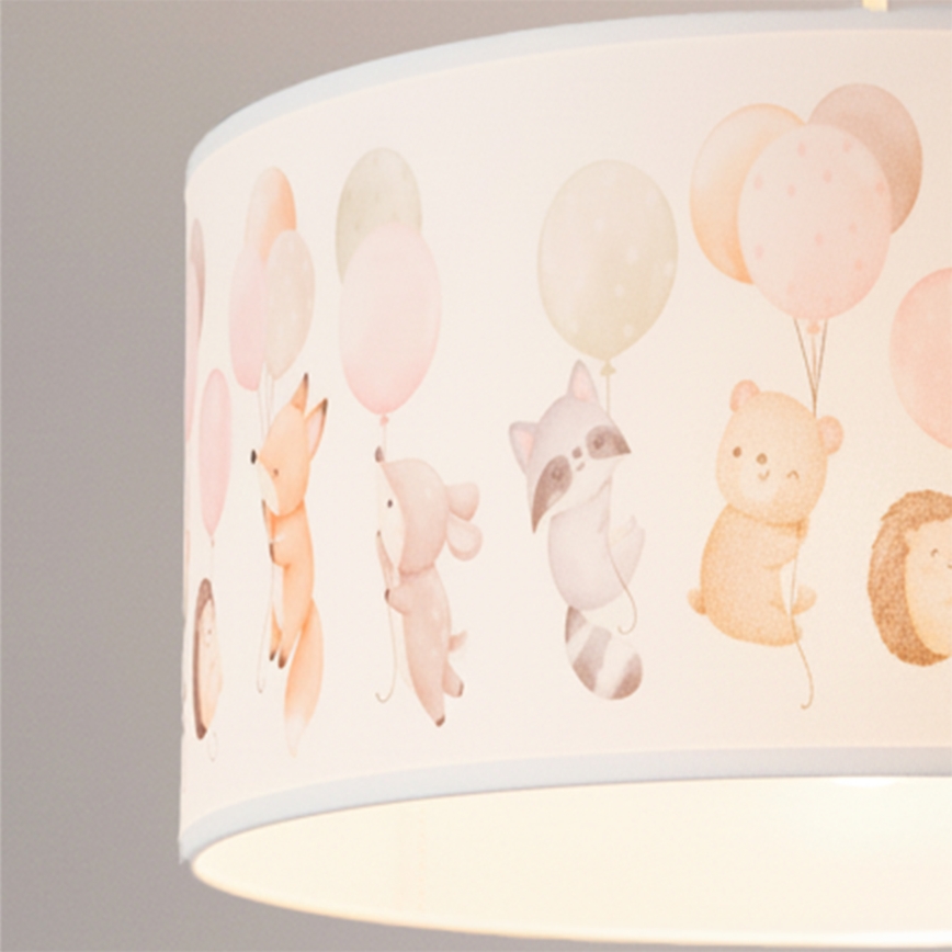 Brilagi - LED Lasten riippuvalaisin vaijerilla BOBO 1xE27/60W/230V halkaisija 35 cm valkoinen/eläinaiheinen