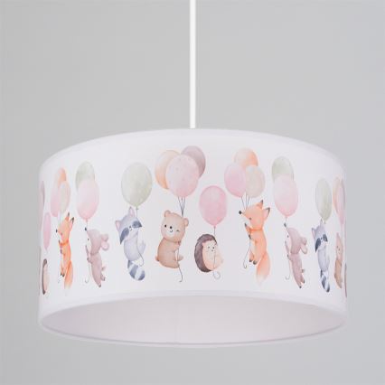 Brilagi - LED Lasten riippuvalaisin vaijerilla BOBO 1xE27/60W/230V halkaisija 35 cm valkoinen/eläinaiheinen