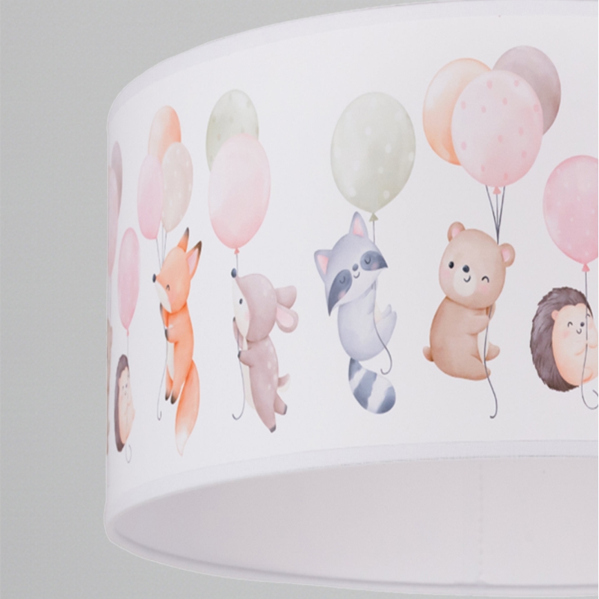 Brilagi - LED Lasten riippuvalaisin vaijerilla BOBO 1xE27/60W/230V halkaisija 35 cm valkoinen/eläinaiheinen
