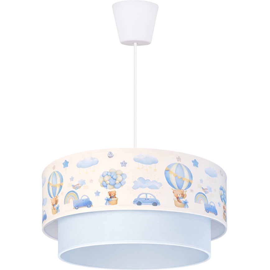 Brilagi - LED lasten riippuvalaisin vaijerilla BOBO 1xE27/60W/230V halkaisija 40 cm kermanvärinen/sininen/nallekuvio