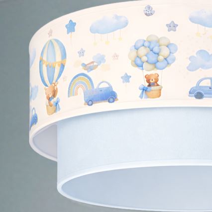 Brilagi - LED lasten riippuvalaisin vaijerilla BOBO 1xE27/60W/230V halkaisija 40 cm kermanvärinen/sininen/nallekuvio