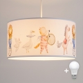 Brilagi - LED lasten riippuvalaisin vaijerilla BOBO 1xE27/60W/230V Ø 35 cm valkoinen/eläinhahmot