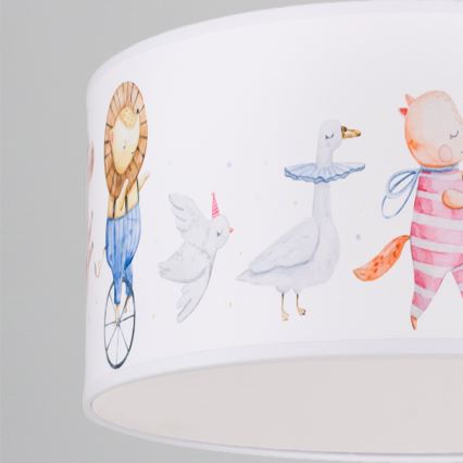Brilagi - LED lasten riippuvalaisin vaijerilla BOBO 1xE27/60W/230V Ø 35 cm valkoinen/eläinhahmot