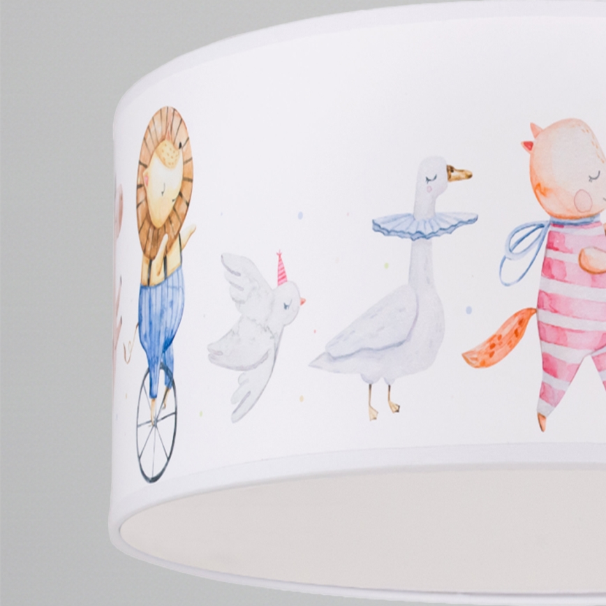 Brilagi - LED lasten riippuvalaisin vaijerilla BOBO 1xE27/60W/230V Ø 35 cm valkoinen/eläinhahmot