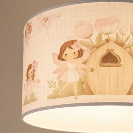 Brilagi - LED lasten riipusvalaisin johdolla BOBO 1xE27/10W/230V Ø 35 cm vaaleanpunainen/keijut