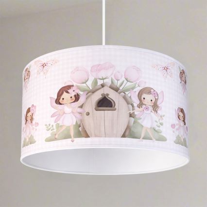 Brilagi - LED lasten riipusvalaisin johdolla BOBO 1xE27/10W/230V Ø 35 cm vaaleanpunainen/keijut
