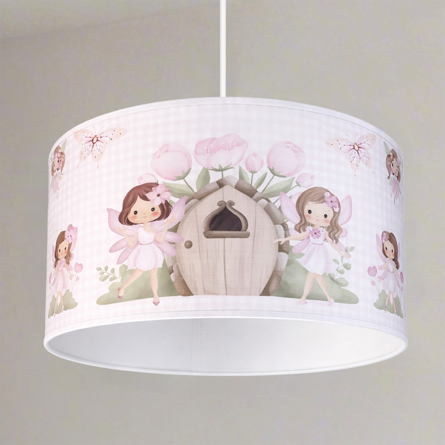 Brilagi - LED lasten riipusvalaisin johdolla BOBO 1xE27/10W/230V Ø 35 cm vaaleanpunainen/keijut