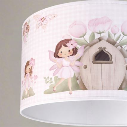 Brilagi - LED lasten riipusvalaisin johdolla BOBO 1xE27/10W/230V Ø 35 cm vaaleanpunainen/keijut