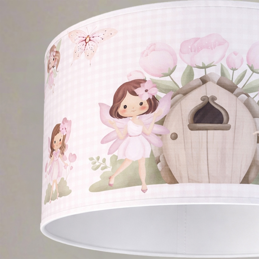 Brilagi - LED lasten riipusvalaisin johdolla BOBO 1xE27/10W/230V Ø 35 cm vaaleanpunainen/keijut