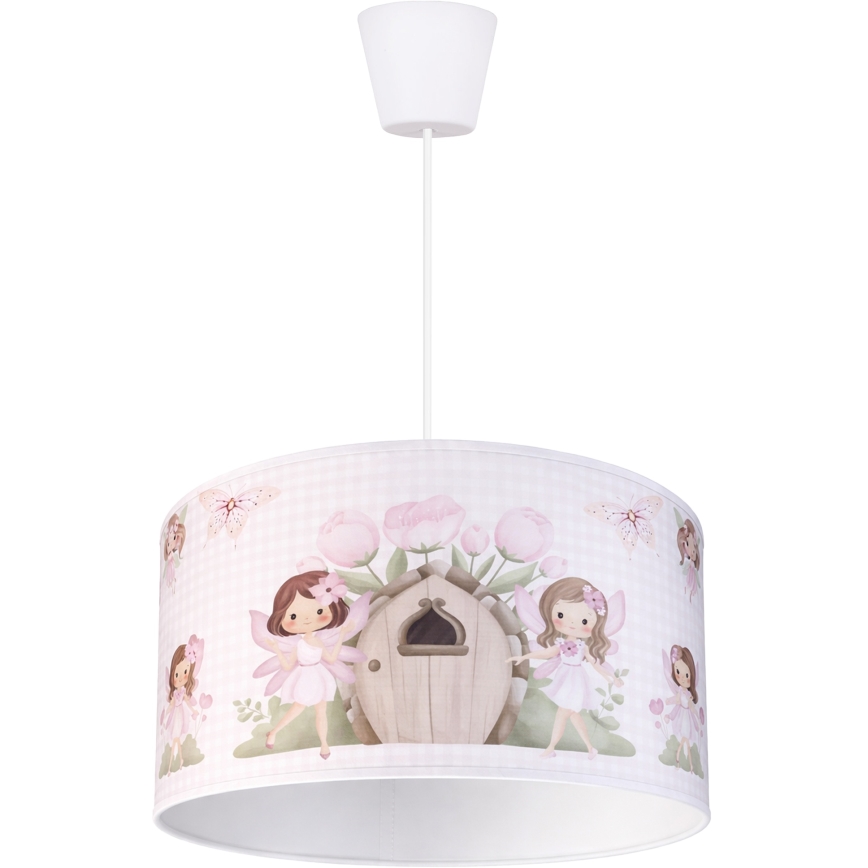 Brilagi - LED lasten riipusvalaisin johdolla BOBO 1xE27/60W/230V Ø 35 cm vaaleanpunainen/keijut