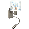 BRILAGI - LED lasten säädettävä seinävalaisin BOBO 1xE27/25W/230V + LED/3W mattakromi/valkoinen/sininen/nallekuvio