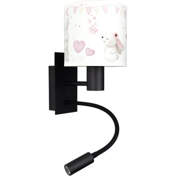 BRILAGI - LED Lasten säädettävä seinävalaisin BOBO 1xE27/25W/230V + LED/3W musta/kerma/pupukuosi