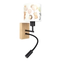 Brilagi - LED lasten säädettävä seinävalaisin BOBO WOOD 1xE27/25W/230V + LED/3W tammi/musta/valkoinen/eläinhahmot