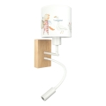 Brilagi - LED lasten säädettävä seinävalaisin BOBO WOOD 1xE27/25W/230V + LED/3W tammi/valkoinen/eläinhahmot