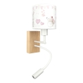 Brilagi - LED lasten säädettävä seinävalaisin BOBO WOOD 1xE27/25W/230V + LED/3W tammi/valkoinen/kerma/kanit