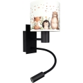 BRILAGI - LED lasten taipuisa seinälamppu BOBO 1xE27/25W/230V + LED/3W musta/valkoinen/eläinaiheinen