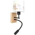 Brilagi - LED lasten taipuisa seinälamppu BOBO WOOD 1xE27/25W/230V + LED/3W tammi/musta/valkoinen/eläinhahmot