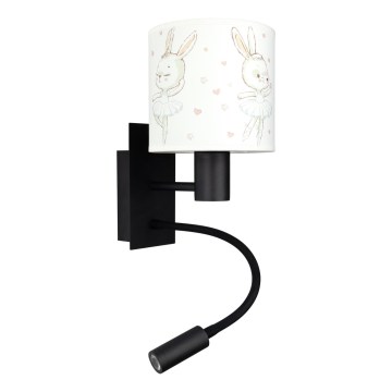 BRILAGI - LED Lasten taipuisa seinävalaisin BOBO 1xE27/25W/230V + LED/3W musta/valkoinen/pupukuosi