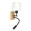 Brilagi - LED Lasten taipuisa seinävalaisin BOBO WOOD 1xE27/25W/230V + LED/3W tammi/musta/valkoinen/pupukuosi