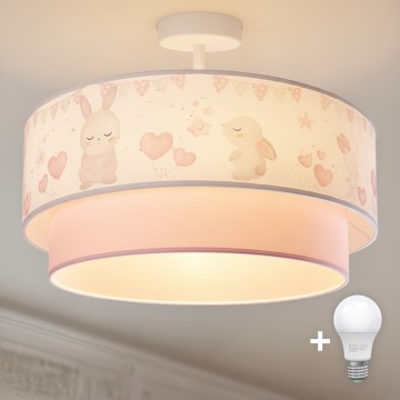 Brilagi-LED Lastenhuoneen pinta-asennettava kattovalaisin BOBO 1xE27/60W/230V, halkaisija 40 cm, kerma/vaaleanpunainen/kuninkaansininen