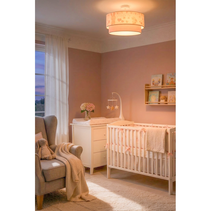 Brilagi-LED Lastenhuoneen pinta-asennettava kattovalaisin BOBO 1xE27/60W/230V, halkaisija 40 cm, kerma/vaaleanpunainen/kuninkaansininen