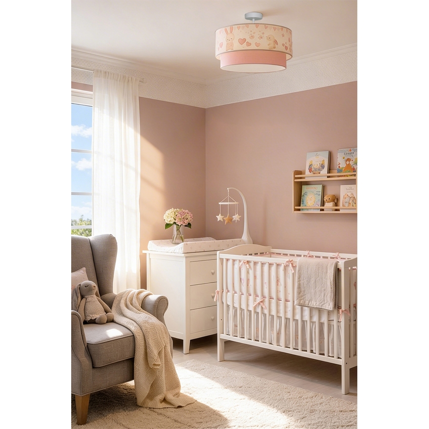 Brilagi-LED Lastenhuoneen pinta-asennettava kattovalaisin BOBO 1xE27/60W/230V, halkaisija 40 cm, kerma/vaaleanpunainen/kuninkaansininen