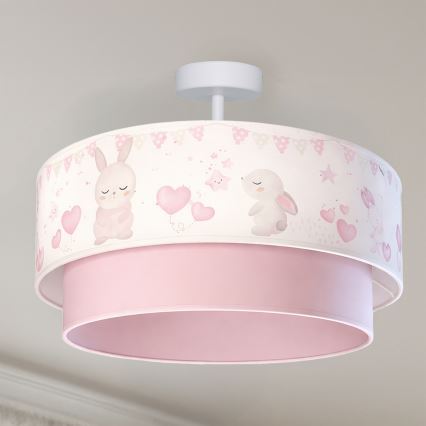 Brilagi-LED Lastenhuoneen pinta-asennettava kattovalaisin BOBO 1xE27/60W/230V, halkaisija 40 cm, kerma/vaaleanpunainen/kuninkaansininen