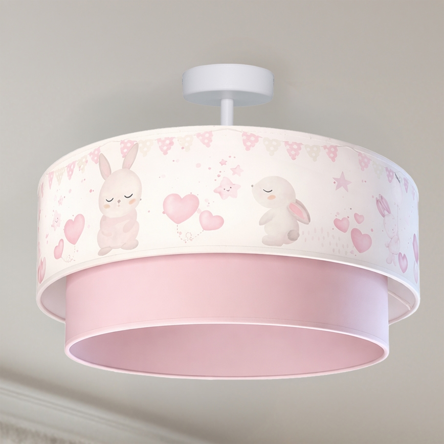 Brilagi-LED Lastenhuoneen pinta-asennettava kattovalaisin BOBO 1xE27/60W/230V, halkaisija 40 cm, kerma/vaaleanpunainen/kuninkaansininen