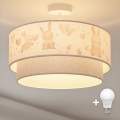 Brilagi - LED-lastenkattovalaisin BOBO, pinta-asennettava 1xE27/10W/230V Ø 40 cm kerma/harmaa/pupukuosi